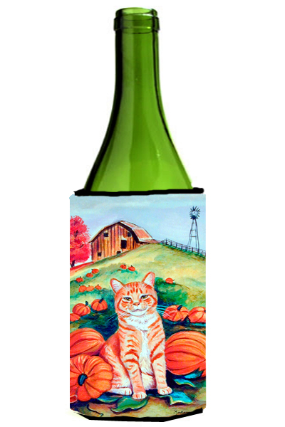 Picture of Carolines Treasures 7123LITERK Tabby Cat In Pumpins Wine bottle sleeve Hugger - 24 oz.
