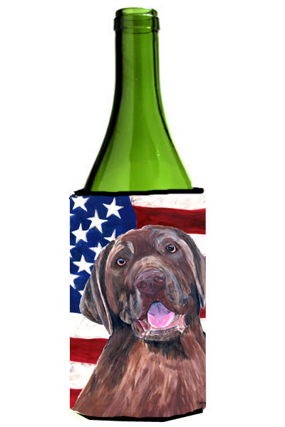 Usa American Flag With Labrador Wine bottle sleeve Hugger - 24 oz.