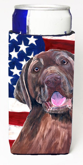 Usa American Flag With Labrador Michelob Ultra bottle sleeves For Slim Cans - 12 oz.