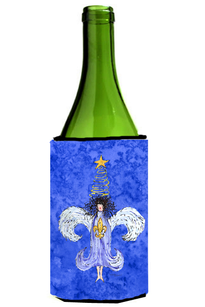 Christmas Angel Fleur De Lis Wine bottle sleeve Hugger - 24 oz.