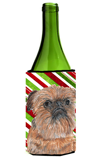 Brussels Griffon Candy Cane Christmas Wine bottle sleeve Hugger - 24 oz.
