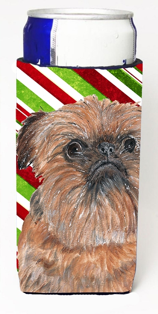 Brussels Griffon Candy Cane Christmas Michelob Ultra bottle sleeves For Slim Cans - 12 oz.