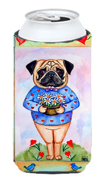 Pug Valentines Hearts Tall Boy bottle sleeve Hugger - 22 To 24 oz.