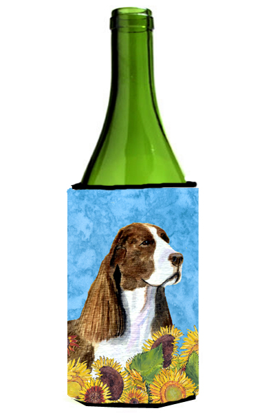 Springer Spaniel In Summer Flowers Wine bottle sleeve Hugger - 24 oz.