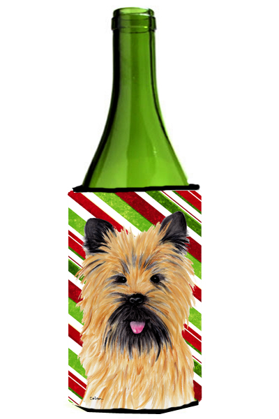 Cairn Terrier Candy Cane Holiday Christmas Wine bottle sleeve Hugger - 24 oz.