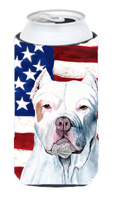 Usa American Flag With Pit Bull Tall Boy bottle sleeve Hugger - 22 To 24 oz.