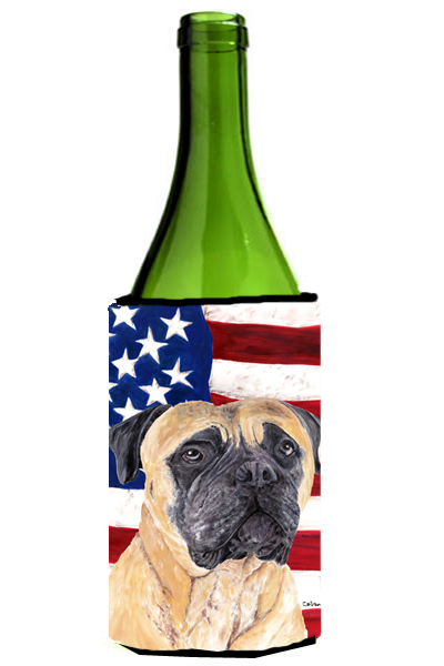Usa American Flag With Mastiff Wine bottle sleeve Hugger - 24 oz.