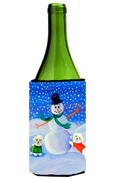 Picture of Carolines Treasures 7145LITERK Snowman Bichon Frise Wine bottle sleeve Hugger - 24 oz.