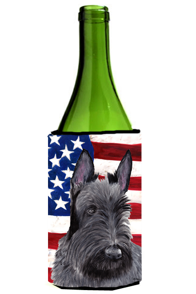 Usa American Flag With Scottish Terrier Wine bottle sleeve Hugger - 24 oz.
