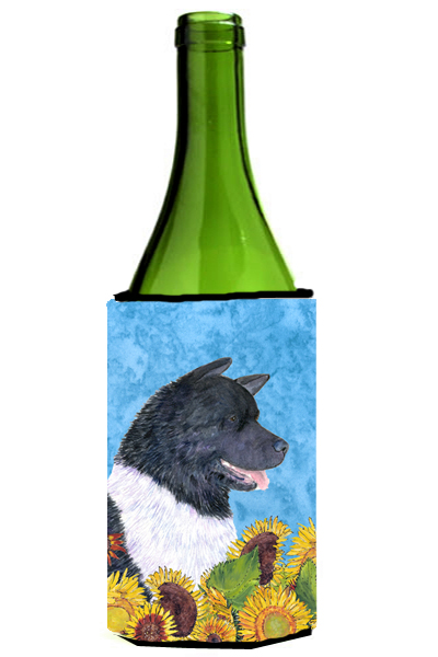 Akita In Summer Flowers Wine bottle sleeve Hugger - 24 oz.