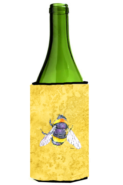 Picture of Carolines Treasures 8852LITERK Bee On Yellow Wine bottle sleeve Hugger - 24 oz.
