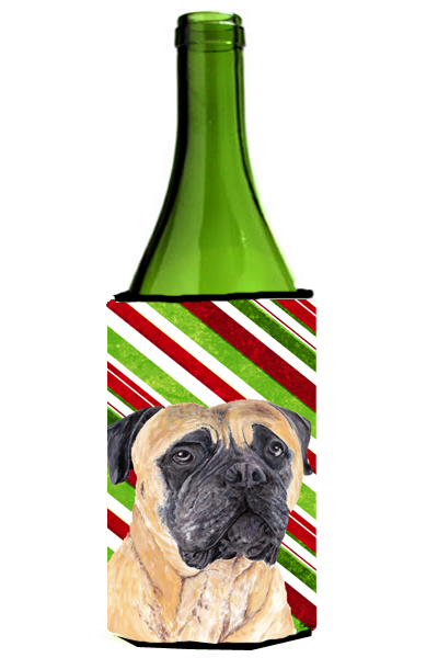Mastiff Candy Cane Holiday Christmas Wine bottle sleeve Hugger - 24 oz.