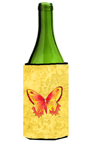 Picture of Carolines Treasures 8857LITERK Butterfly On Yellow Wine bottle sleeve Hugger - 24 oz.