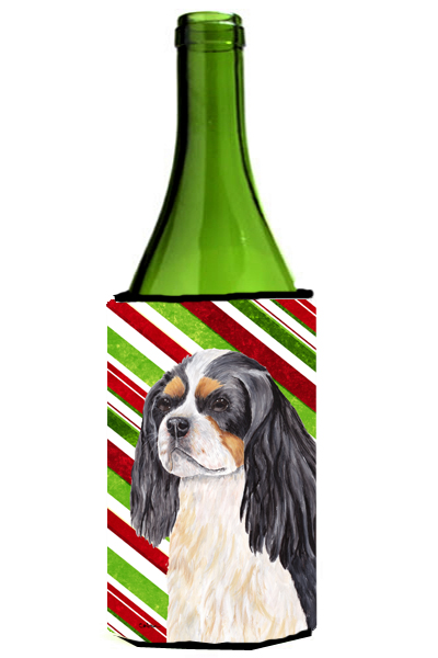 Cavalier Spaniel Candy Cane Holiday Christmas Wine bottle sleeve Hugger - 24 oz.