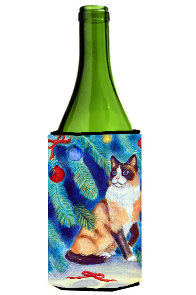 Picture of Carolines Treasures 7155LITERK Christmas Tree Cat Wine bottle sleeve Hugger - 24 oz.