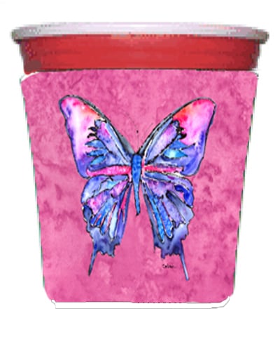 Butterfly On Pink Red Solo Cup bottle sleeve Hugger - 16 To 22 oz.