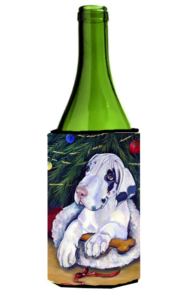Picture of Carolines Treasures 7172LITERK Christmas Tree With Harlequin Great Dane Wine bottle sleeve Hugger - 24 oz.