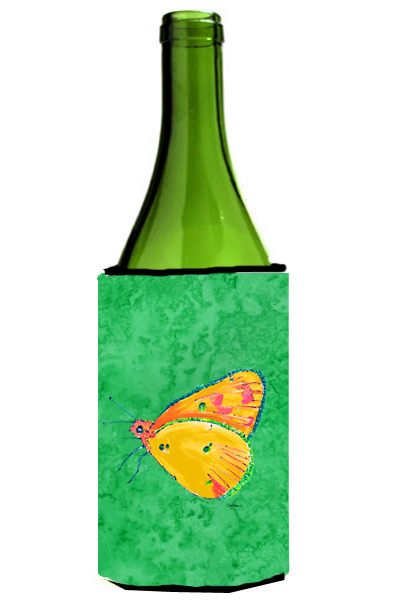 Picture of Carolines Treasures 8861LITERK Butterfly Orange On Green Wine bottle sleeve Hugger - 24 oz.