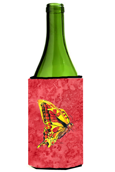 Picture of Carolines Treasures 8862LITERK Butterfly On Red Wine bottle sleeve Hugger - 24 oz.