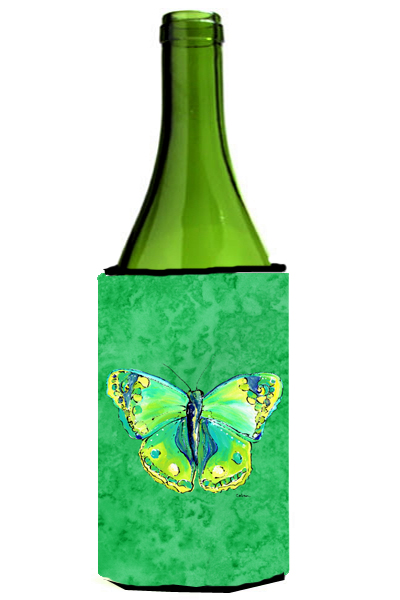 Picture of Carolines Treasures 8863LITERK Butterfly Green On Green Wine bottle sleeve Hugger - 24 oz.