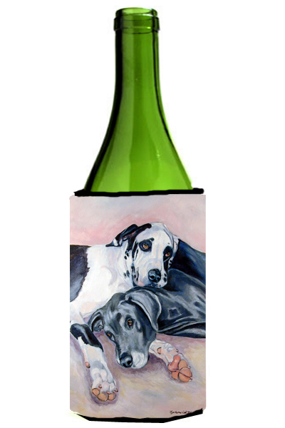 Picture of Carolines Treasures 7164LITERK Black And Harlequin Great Dane Wine bottle sleeve Hugger - 24 oz.