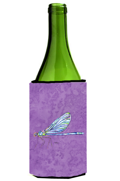 Picture of Carolines Treasures 8865LITERK Dragonfly On Purple Wine bottle sleeve Hugger - 24 oz.
