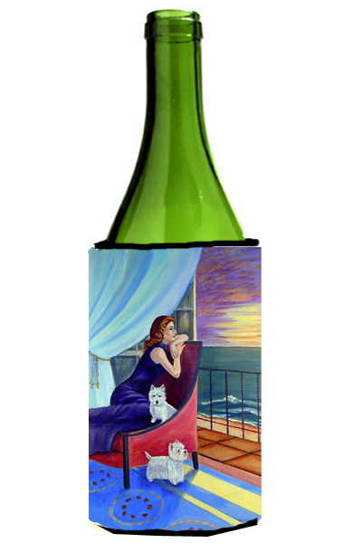 Picture of Carolines Treasures 7167LITERK Lady With Her Westie Wine bottle sleeve Hugger - 24 oz.