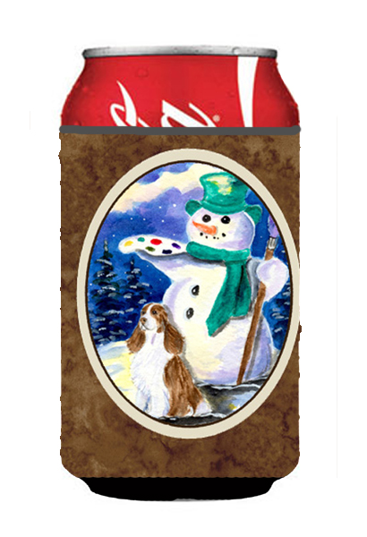 Artist Snowman With Springer Spaniel Can Or bottle sleeve Hugger - 12 oz.