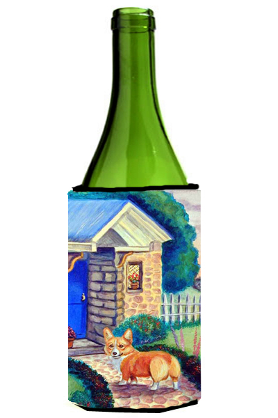 Picture of Carolines Treasures 7169LITERK Corgi At The Cottage Wine bottle sleeve Hugger - 24 oz.