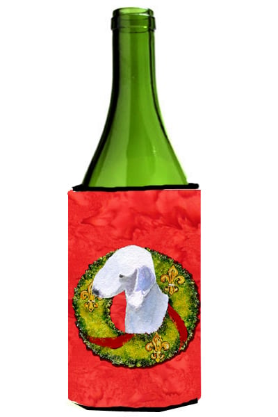 Bedlington Terrier Christmas Wreath Wine bottle sleeve Hugger - 24 oz.