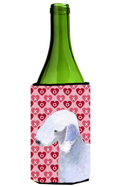 Bedlington Terrier Hearts Love Valentines Day Wine bottle sleeve Hugger - 24 oz.