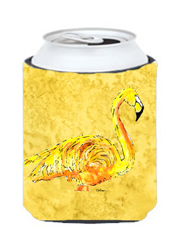 Picture of Carolines Treasures 8872CC Flamingo On Yellow Can Or bottle sleeve Hugger - 12 oz.