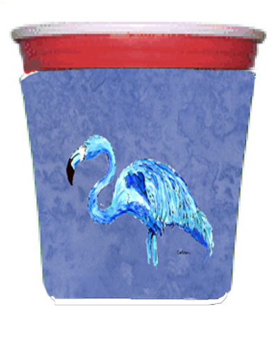 Flamingo On Slate Blue Red Solo Cup bottle sleeve Hugger - 16 To 22 oz.
