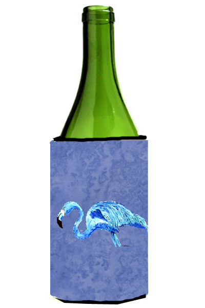 Picture of Carolines Treasures 8873LITERK Flamingo On Slate Blue Wine bottle sleeve Hugger - 24 oz.