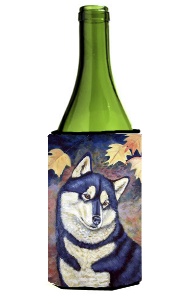 Picture of Carolines Treasures 7173LITERK Fall Leaves Siberian Husky Wine bottle sleeve Hugger - 24 oz.