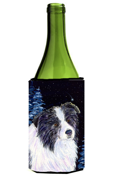 Starry Night Border Collie Wine bottle sleeve Hugger - 24 oz.