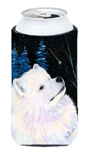 Starry Night Samoyed Tall Boy bottle sleeve Hugger - 22 To 24 oz.
