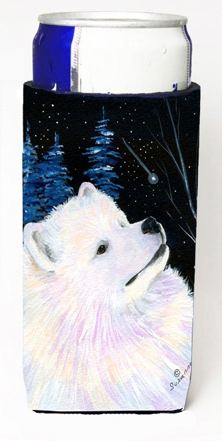 Starry Night Samoyed Michelob Ultra bottle sleeves For Slim Cans - 12 oz.