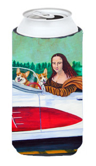 Mona Lisa With Corgi Tall Boy bottle sleeve Hugger - 22 To 24 oz.