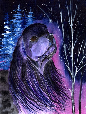 Starry Night Cocker Spaniel Flag - Garden Size