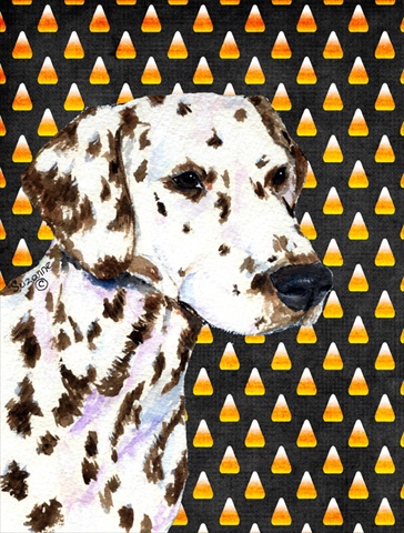Picture of Carolines Treasures SS4262CHF Dalmatian Candy Corn Halloween Portrait Flag Canvas - House Size