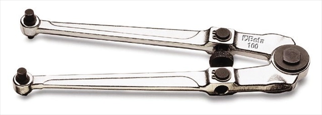 100 Round Pin Spanner Wrench for Ring Nuts with Front Holes, Chrome Plated, Burnished Finish Pins