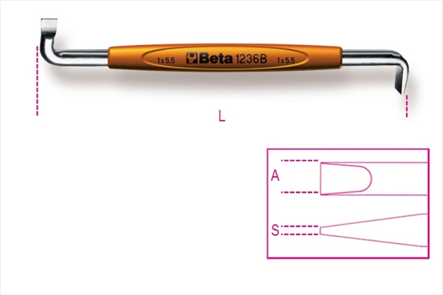 Picture of Beta Tools 012360201 1236B Offset Screwdrivers Slotted - 0.8 x 4 mm.