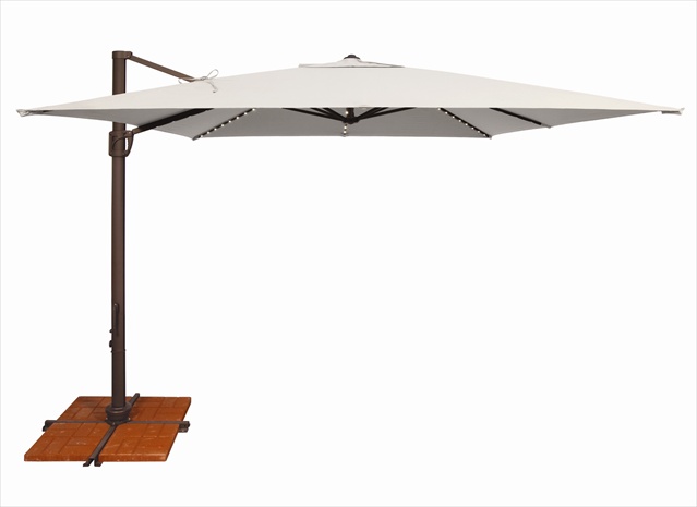 Lucinda Modern Classic White Sunbrella Aluminum Lighted Cantilever Umbrella