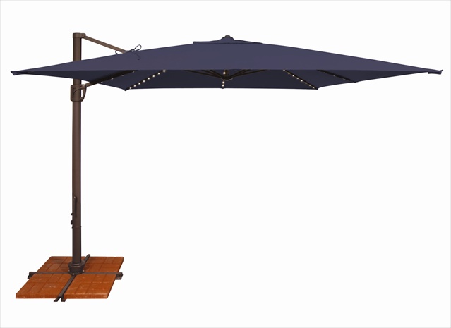 Lucinda Modern Classic Navy Blue Sunbrella Aluminum Lighted Cantilever Umbrella