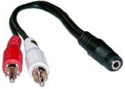 2RCA35MM 2 x RCA Male To 1 x 3.5 mm. Stereo Female Y-Cable 6 in -  GROM Audio