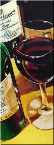 6 x 16 in. Vertical Wine Bottle Ceramic Art Tile
