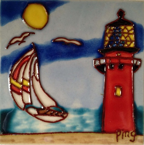 SD-031 4 x 4 in. Light House Ceramic Art Tile