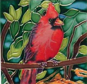 Picture of Continental Art Center SD-037 4 x 4 in. Cardinal Bird Ceramic Art Tile