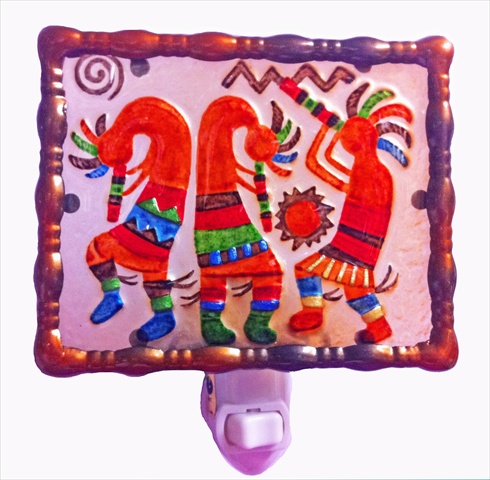 NL0001 Hand Painted Glass Night Light - Three Kokopellis